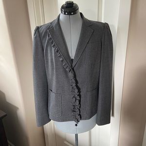 DKNY / Donna Karan New York, Ruffled Wool Gray Jacket, Size 10